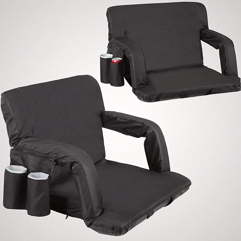 2 Pack Portable Stadium Seat Chair 24.5" Wide Reclining Bleacher Seat w/Backrest