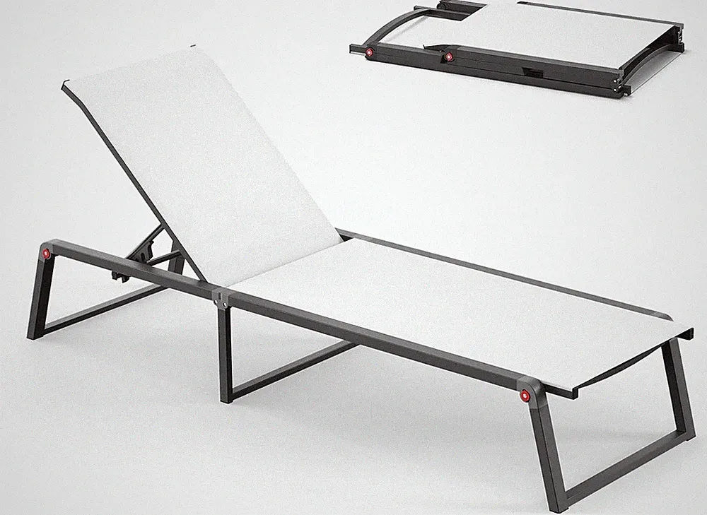 5-Position Foldable Aluminum Chaise Lounge Chair for Pool & Beach Relaxation