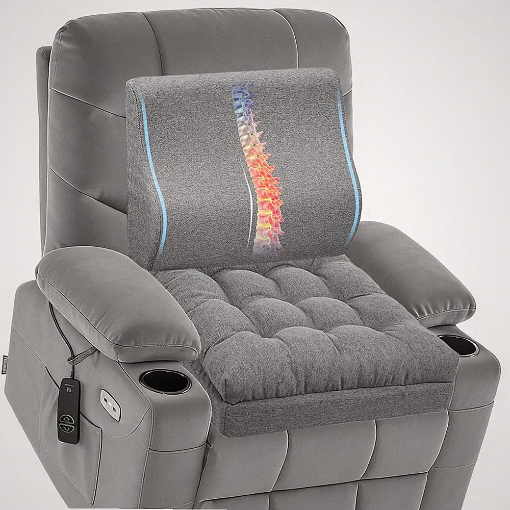 Baibu Large Memory Foam Recliner Cushion w/ Lumbar Support for Elderly