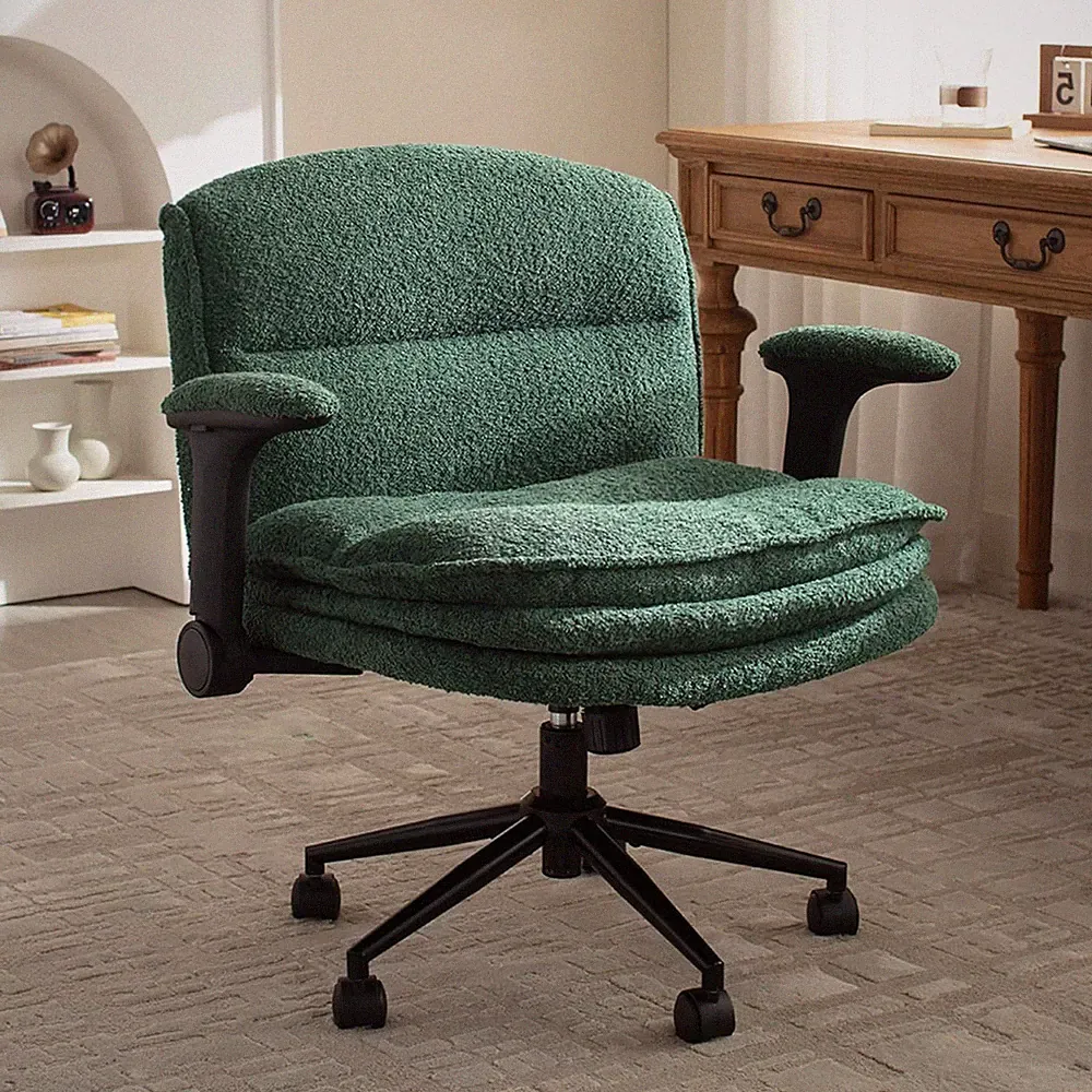 Ergonomic Criss Cross Chair with Adjustable Arms & Wheels - Green Comfort Seat