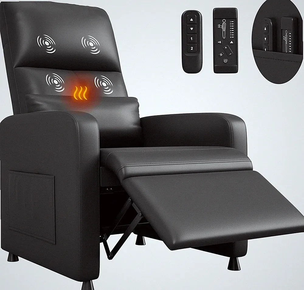 Heated Massage Power Recliner with Lumbar Support&Wide Armrests for Living Room
