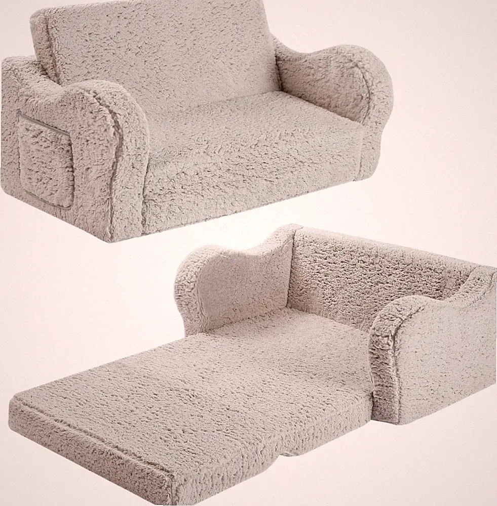 Kids 2-in-1 Flip-Out Foam Sofa Lounge Chair, Extra Wide, Grey