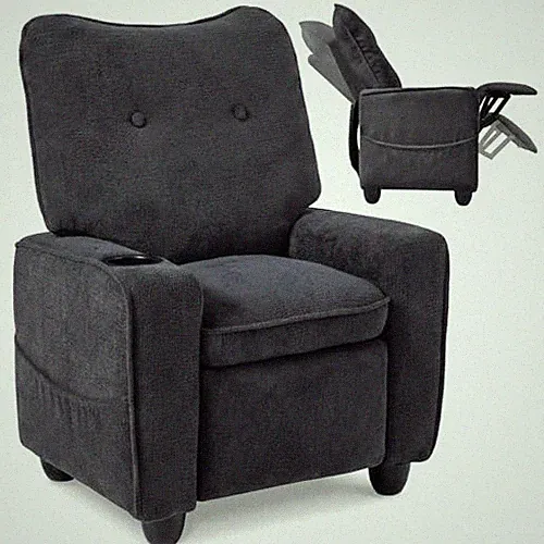 Kids Recliner, Toddler Lounge Chair with Adjustable Backrest Grey Velvet