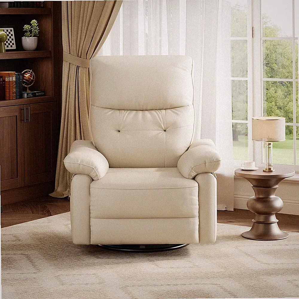 Modern Swivel Rocker Recliner Chair with Wide Seat, Durable Chenille Upholstery