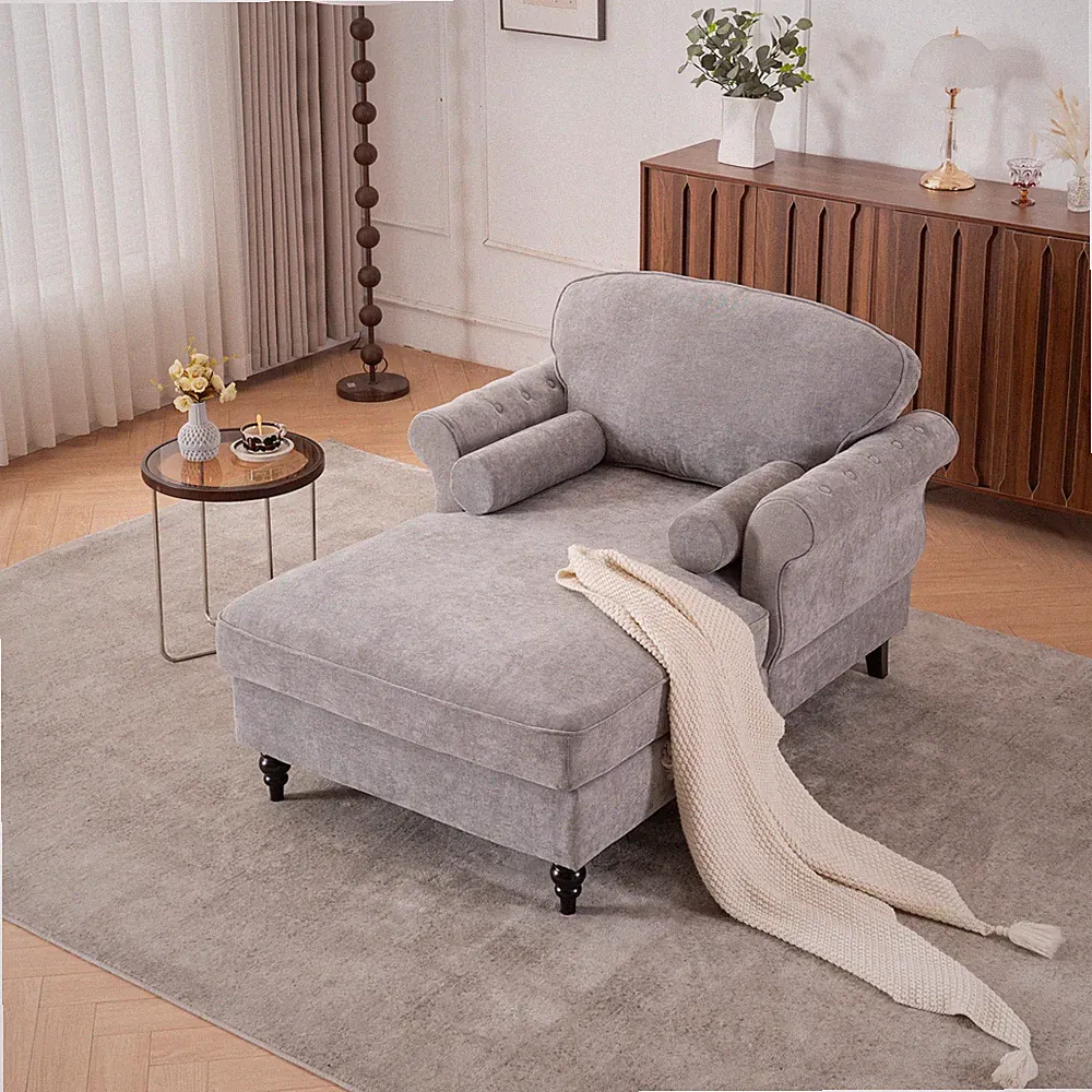 [New] Oversized Chaise Lounge Indoor,Chenille Single Sofa Bed with Wide Seat,U