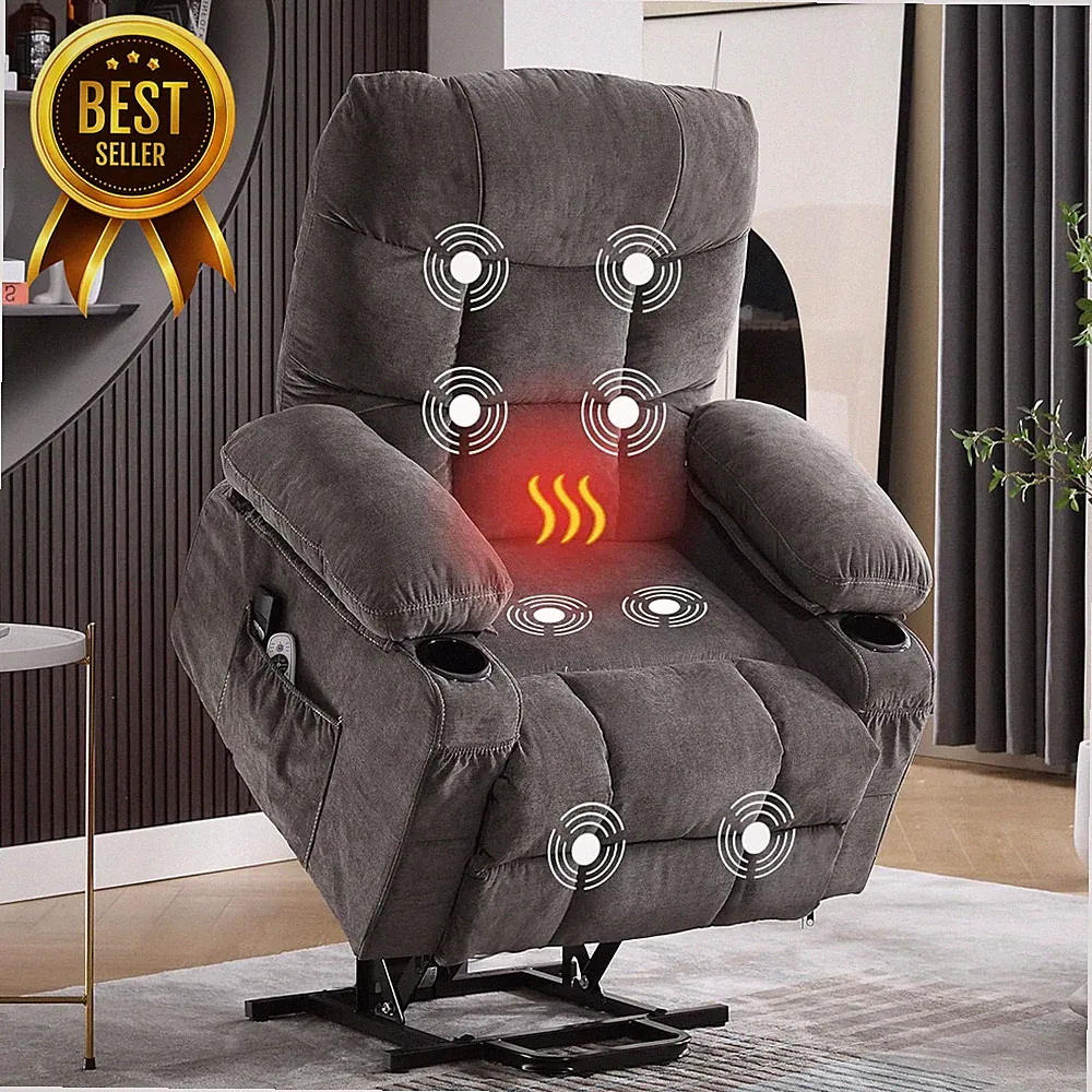 Power Lift Recliner Chair for Elderly Electric Lift Sofa w Vibration Massage Lum