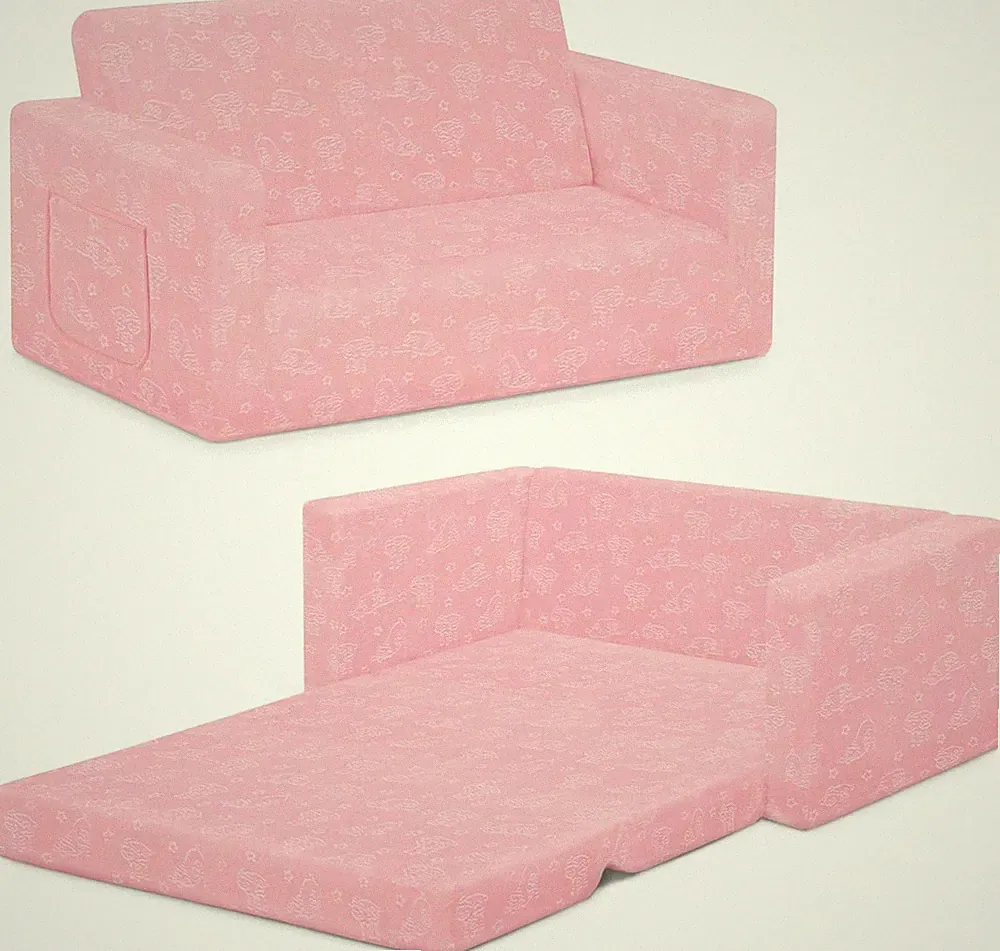Serta Perfect Sleeper Pink Extra Wide 2-in-1 Convertible Sofa for Kids